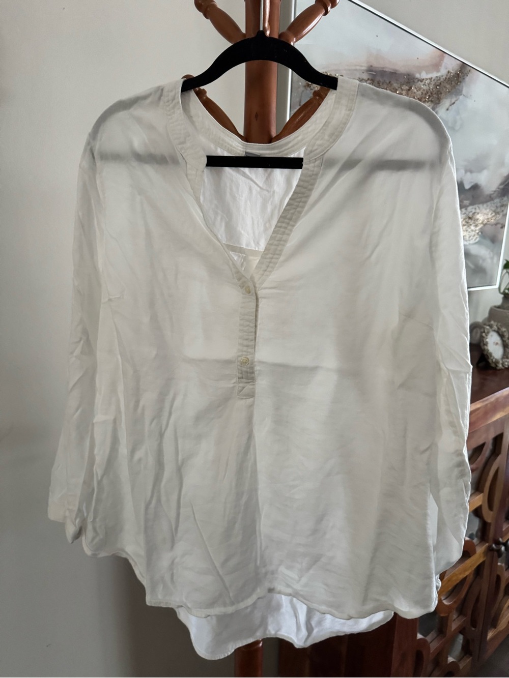 Old Navy White Cotton Blouse Long Sleeve Top Beach White Summer Vacation Size XL